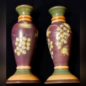 Vintage 13" Julie Ueland Enesco Feels Like Home Ceramic purple Candleholder 2